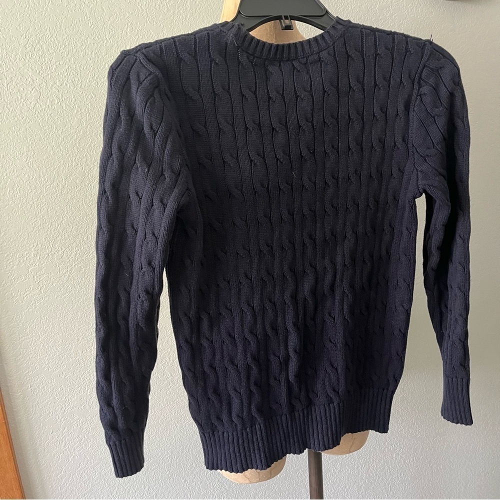 POLO RALPH LAUREN Boys sz M 10-12 Navy Blue Cable Knit Sweater Long Sleeve - Picture 8 of 10